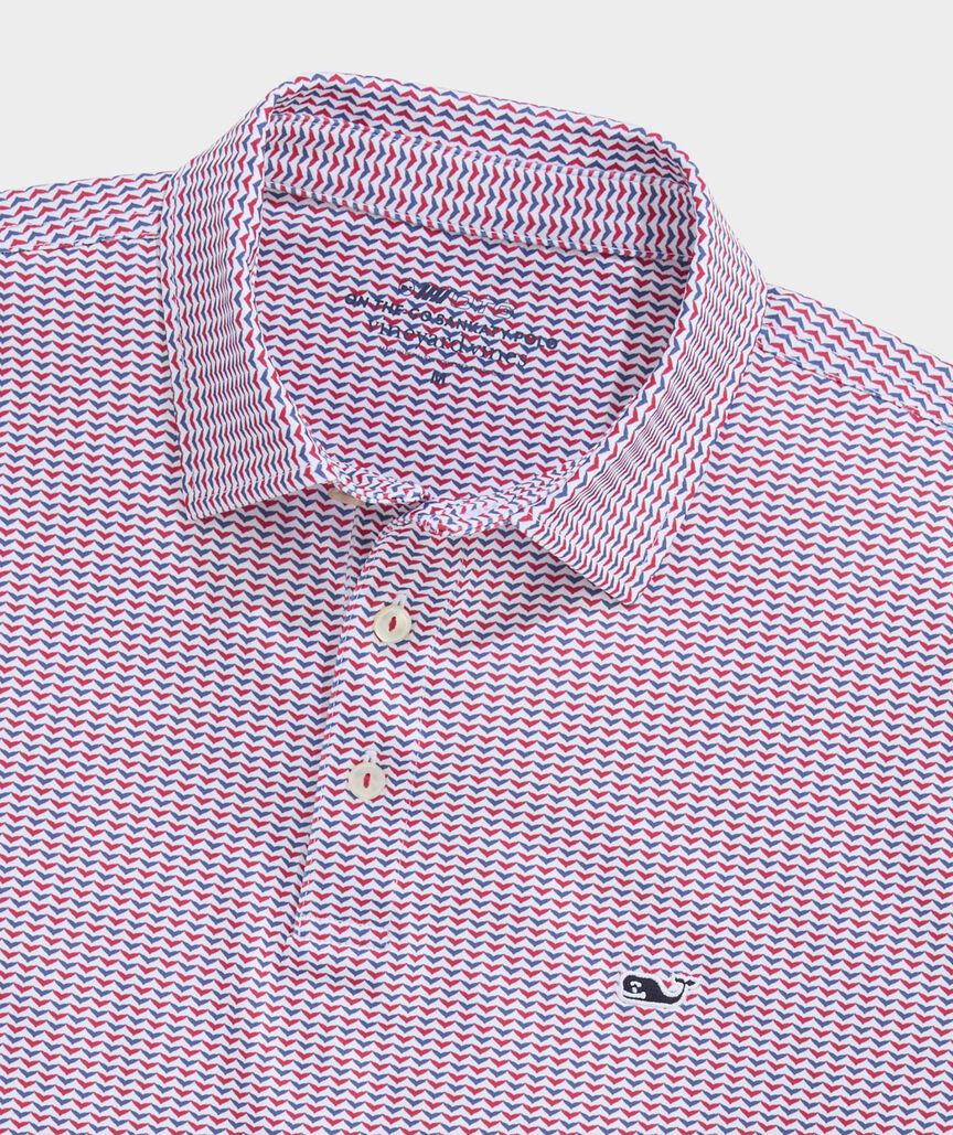 Vineyard Vines Performance Printed Sankaty Polo - Whale Tail RWB