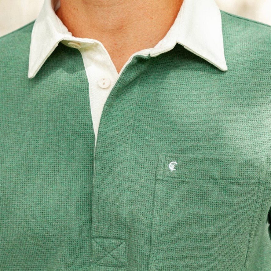 Criquet Waffle Rugby Shirt (Heather Green)