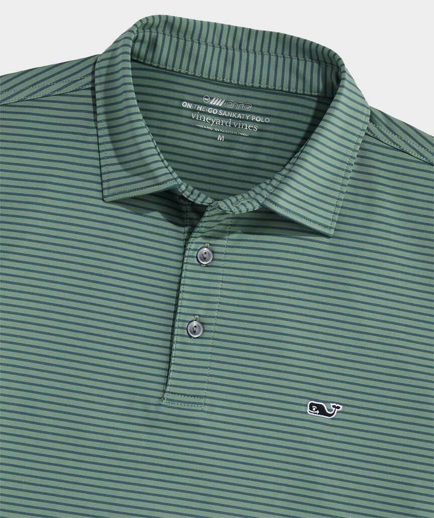 Vineyard Vines Performance Bradley Stripe Sankaty Polo (Olive/Backninegrn)
