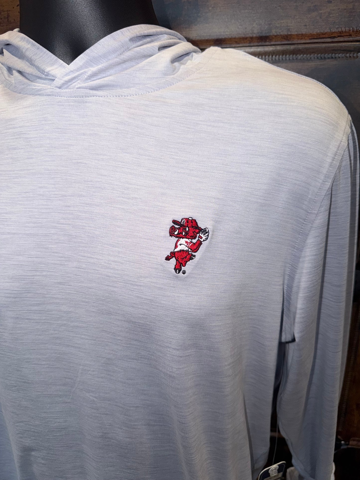 Johnnie-O Arkansas Talon Featherweight Performance Hoodie - Arkansas Pitching Hog