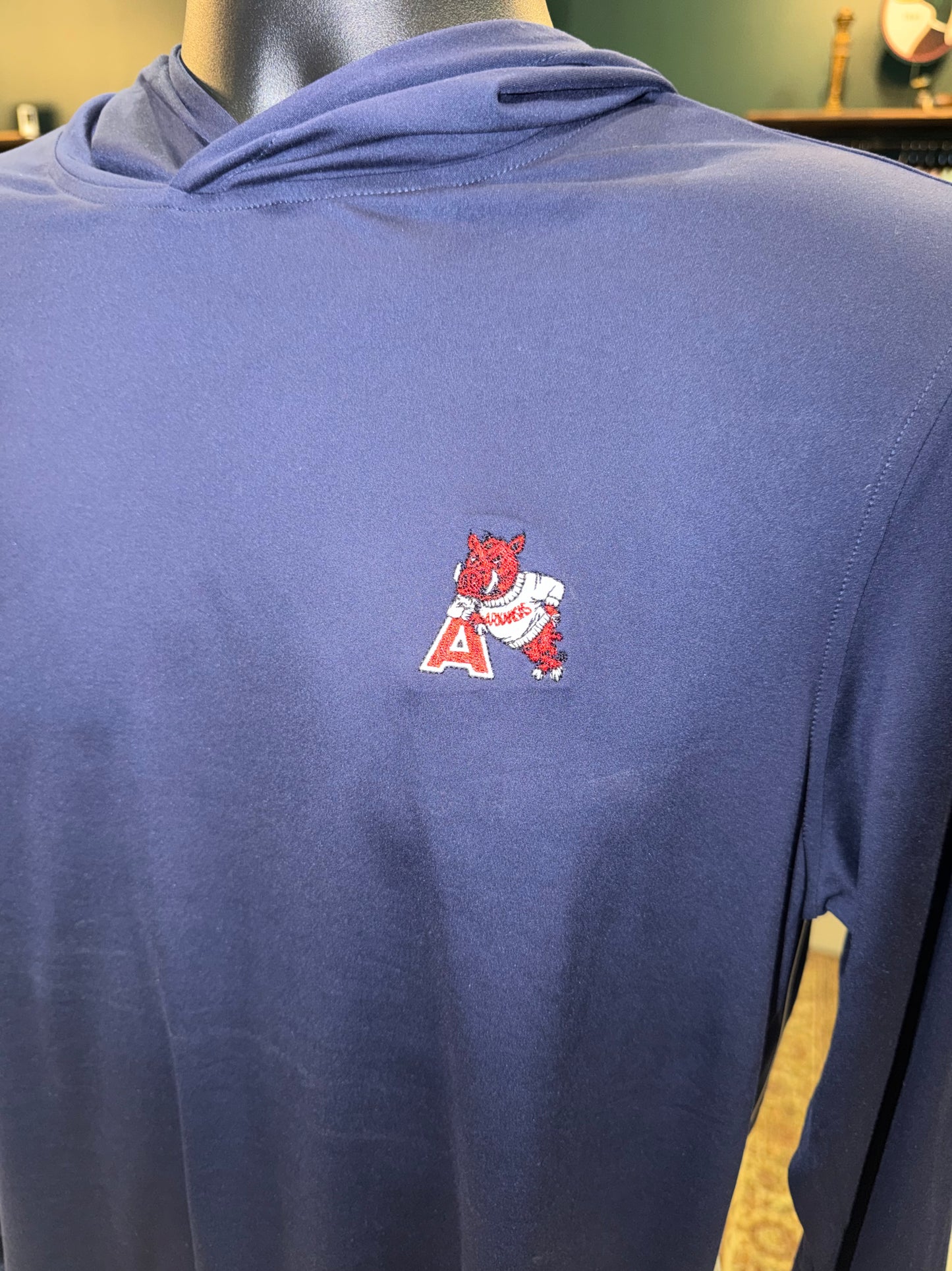 Johnnie-O Arkansas Talon Featherweight Performance Hoodie - Hog Leaning On 'A' Vault Logo