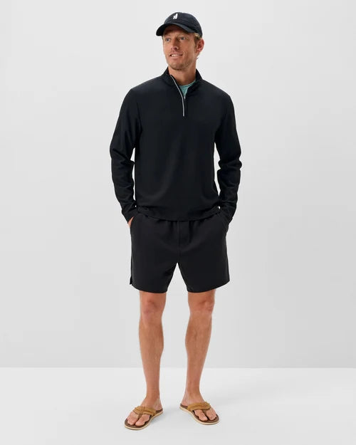 Johnnie-O Hoppin Ribbed Knit Performance Pullover (Black)