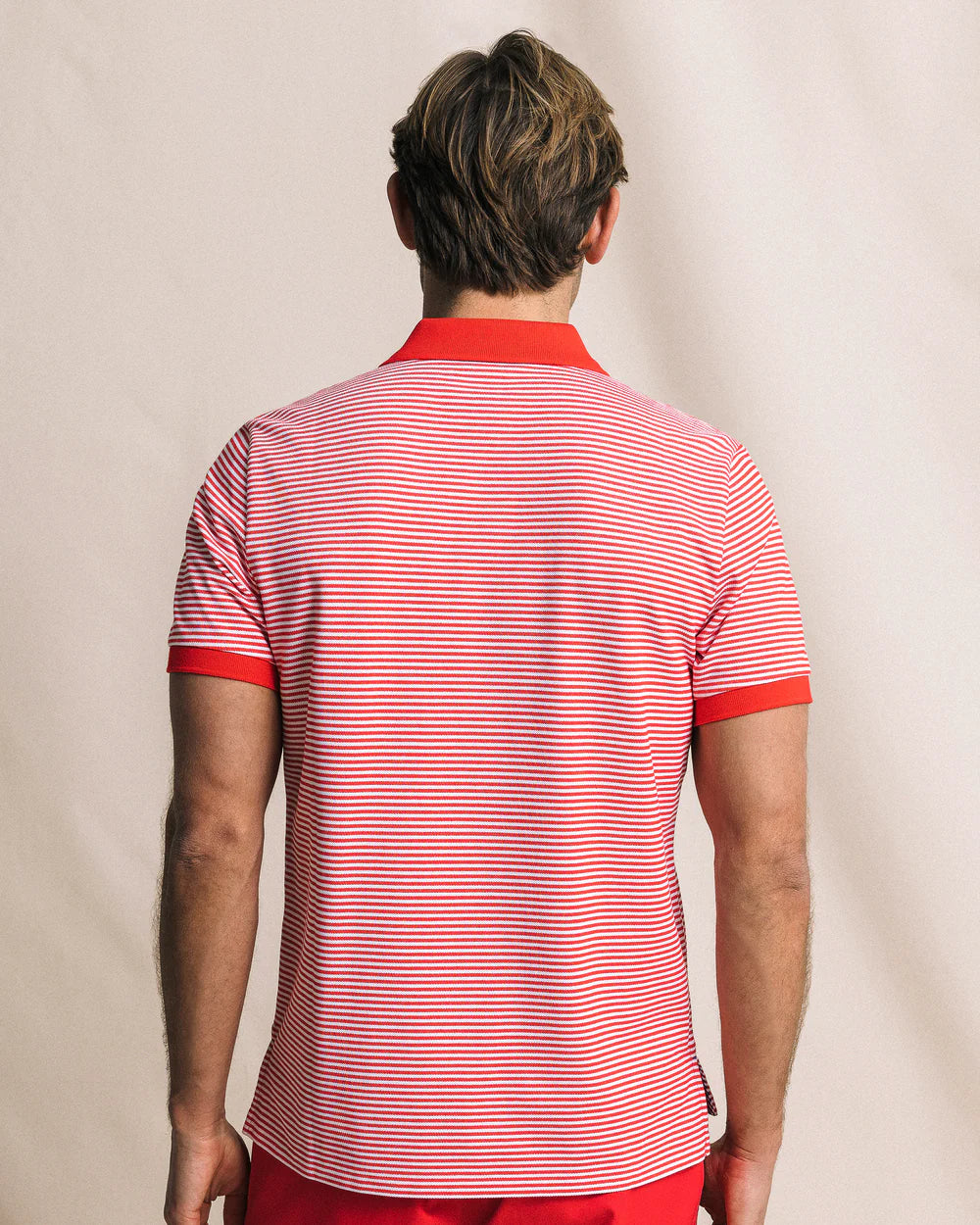 Southern Tide Stripped Skipjack Polo- Channel Marker Red