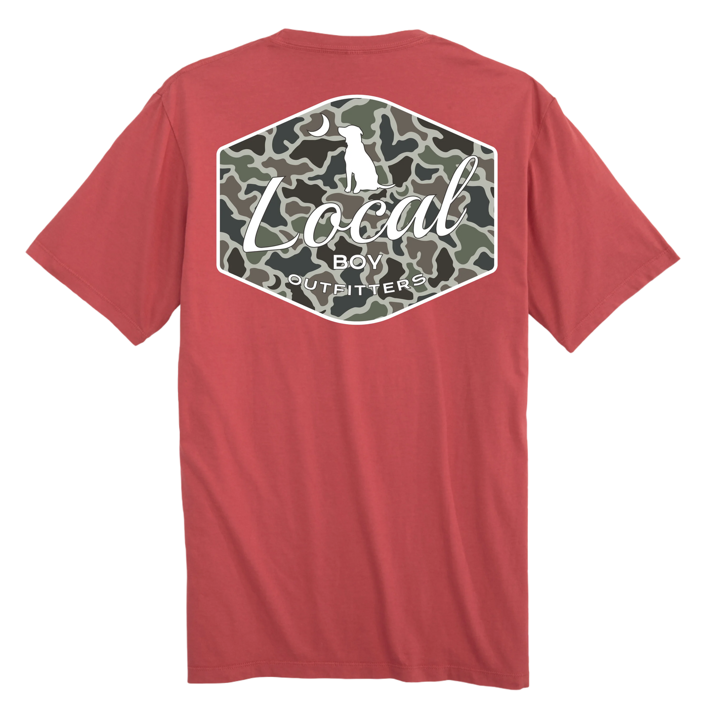 Local Boy Dog & Moon Camo Badge- Brick