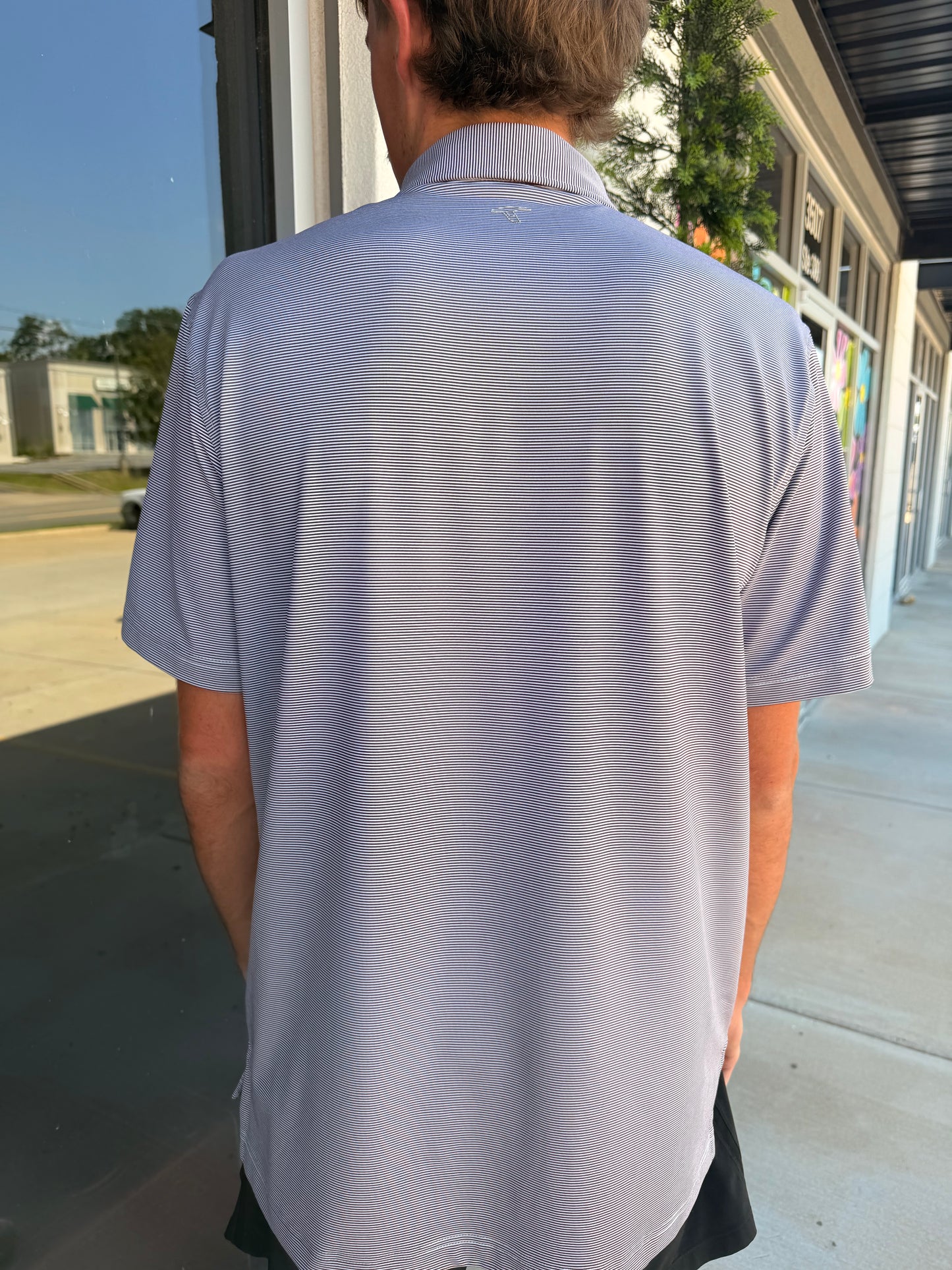 GenTeal Club Pinstripe Performance Polo- Maroon
