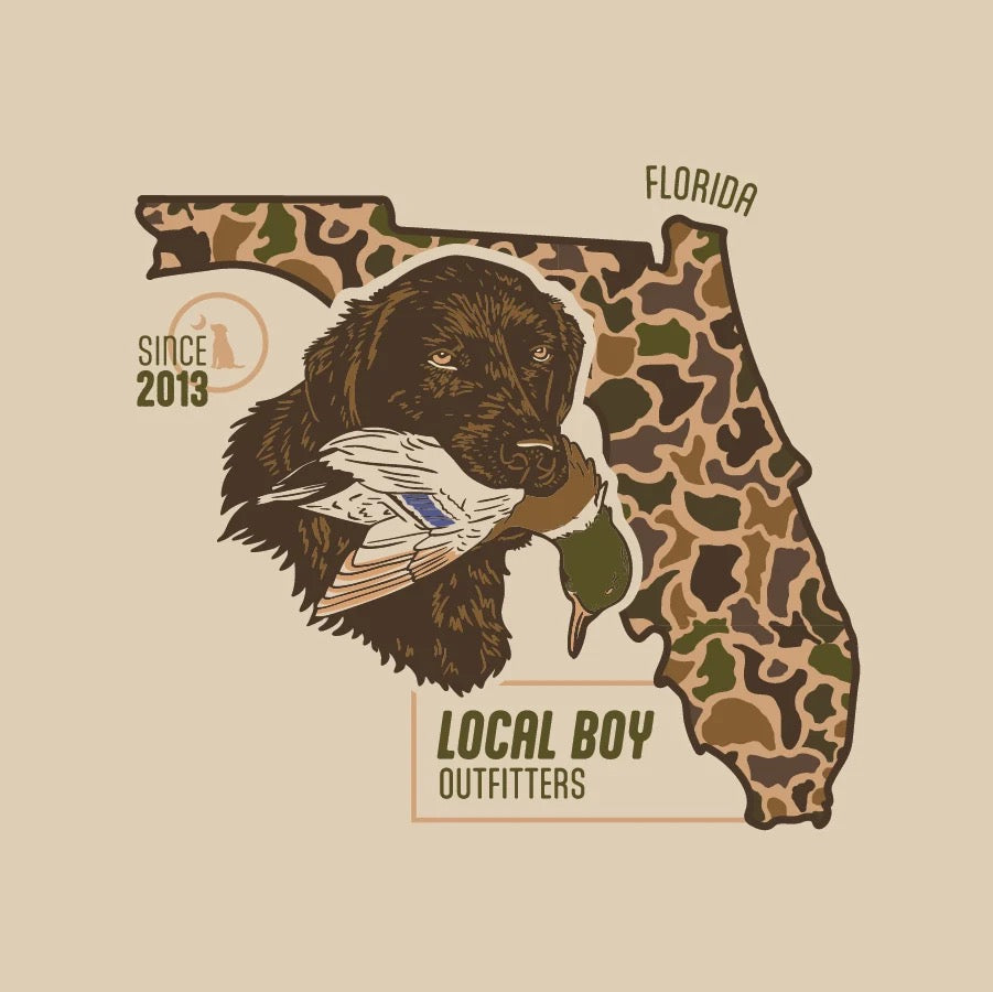 Local Boy Old School Retriever State Tee (FL)- Latte