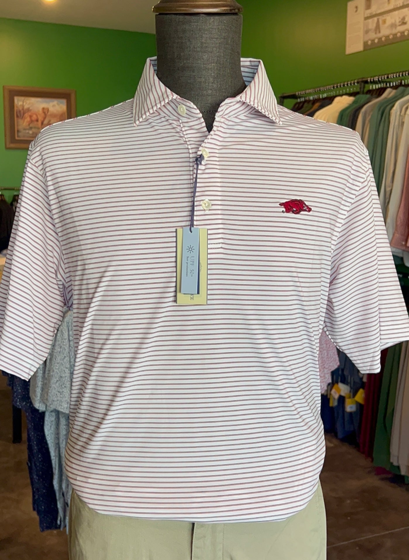 Onward Reserve Scout Stripe Arkansas Performance Polo