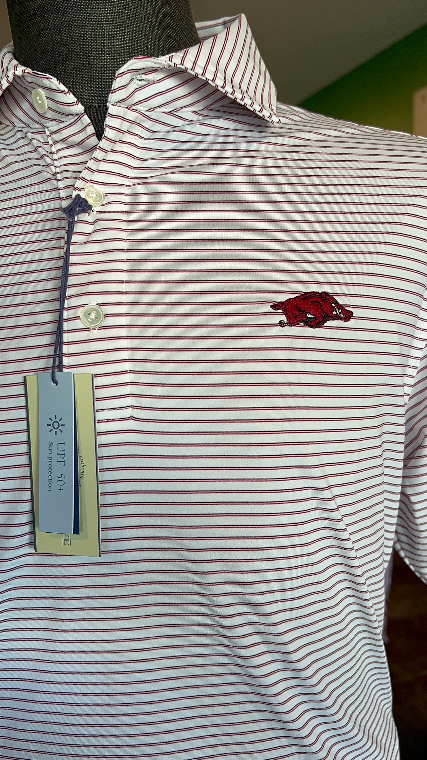 Onward Reserve Scout Stripe Arkansas Performance Polo