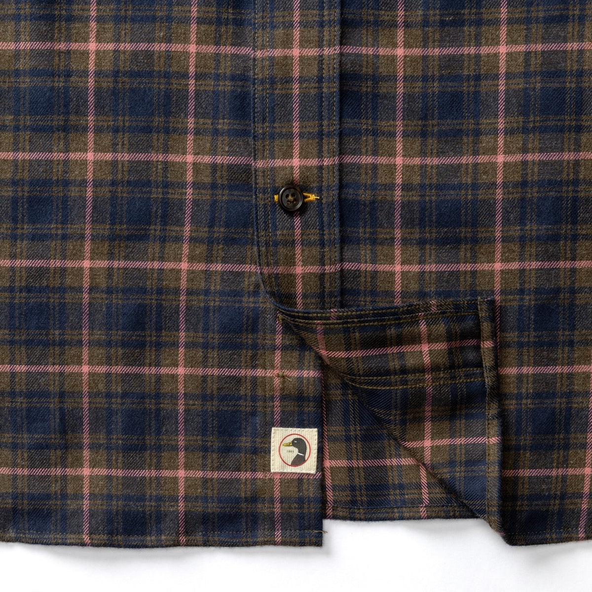 Duck Head Cotton Flannel Sport Shirt - Dark Olive Heather