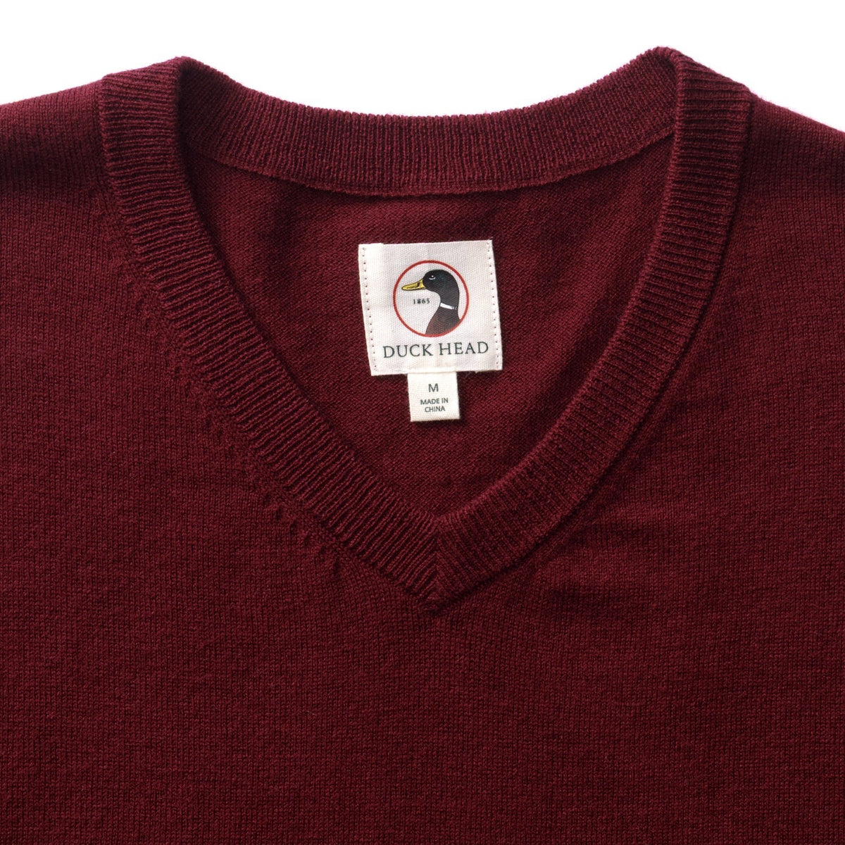 Duck Head Buckley Merino V-Neck Sweater - Burgundy Heather