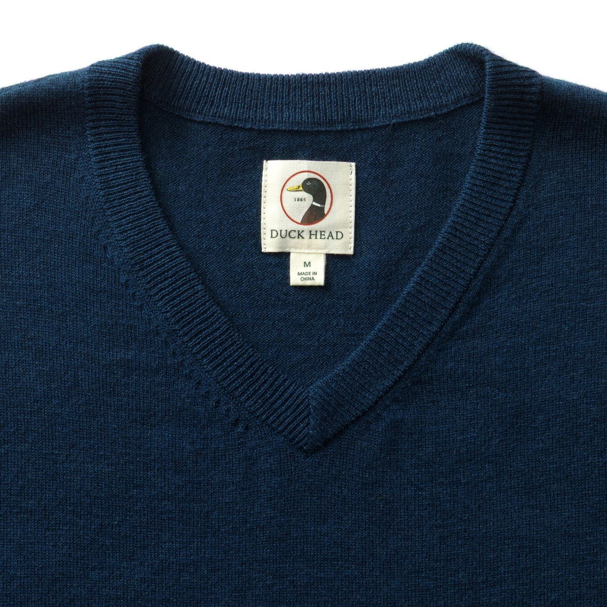 Duck Head Buckley Merino V-Neck Sweater - Navy Peony Heather