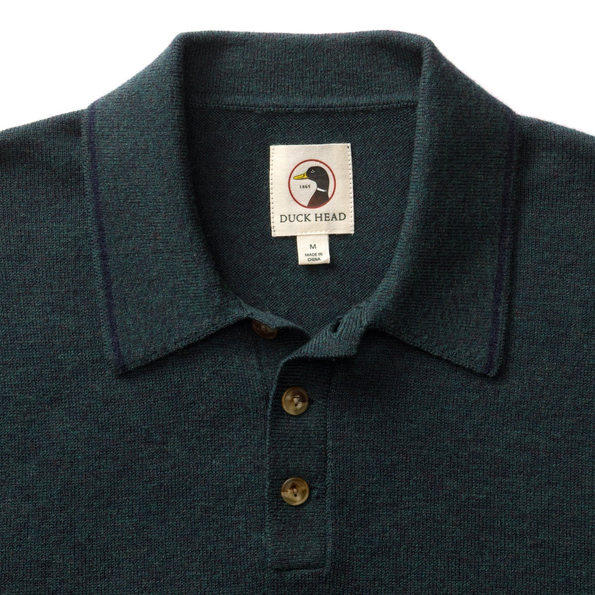 Duck Head Jonas Merino Polo Sweater - Pine Grove Heather