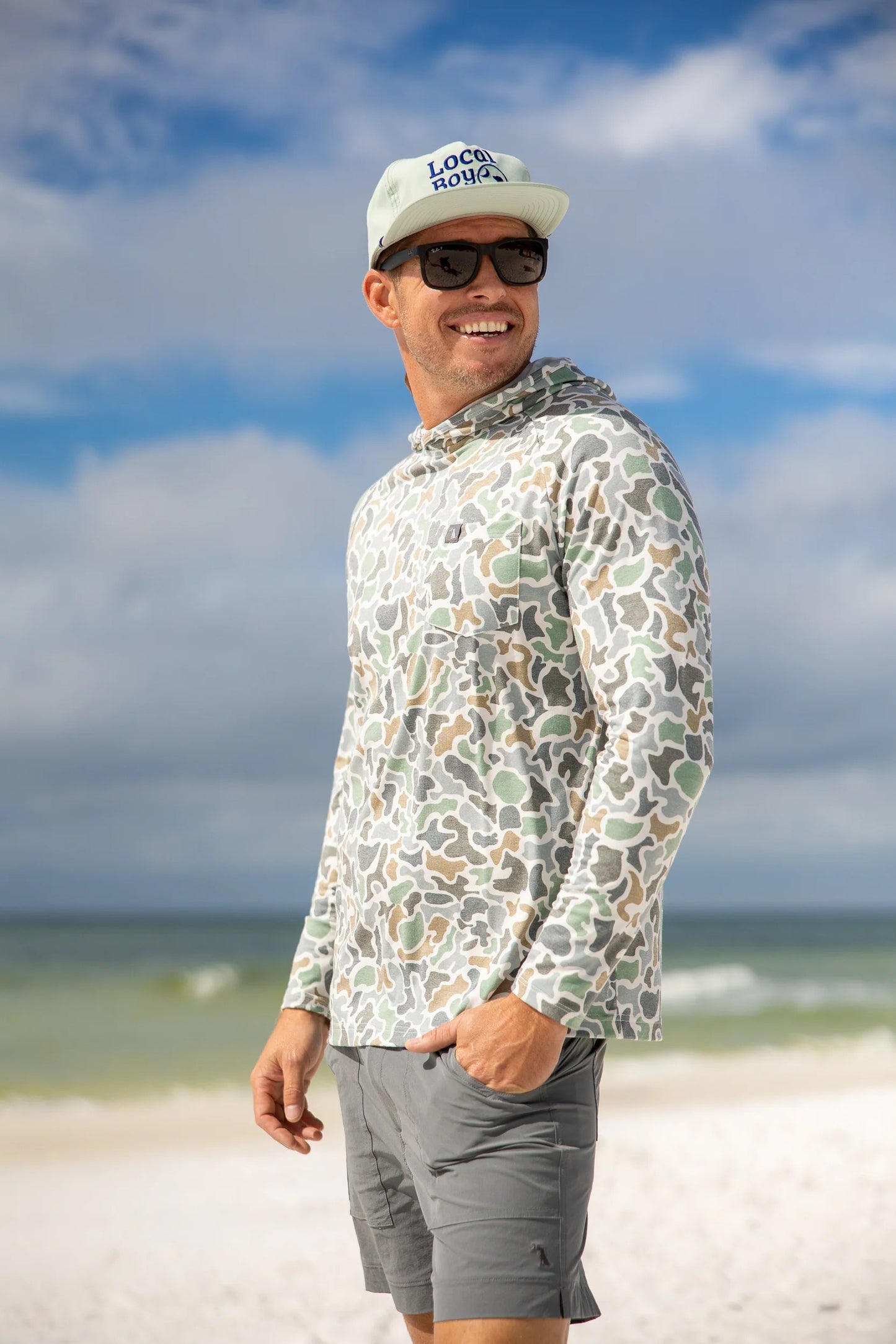 Local Boy Heather-Blend Hoodie- Forest Camo
