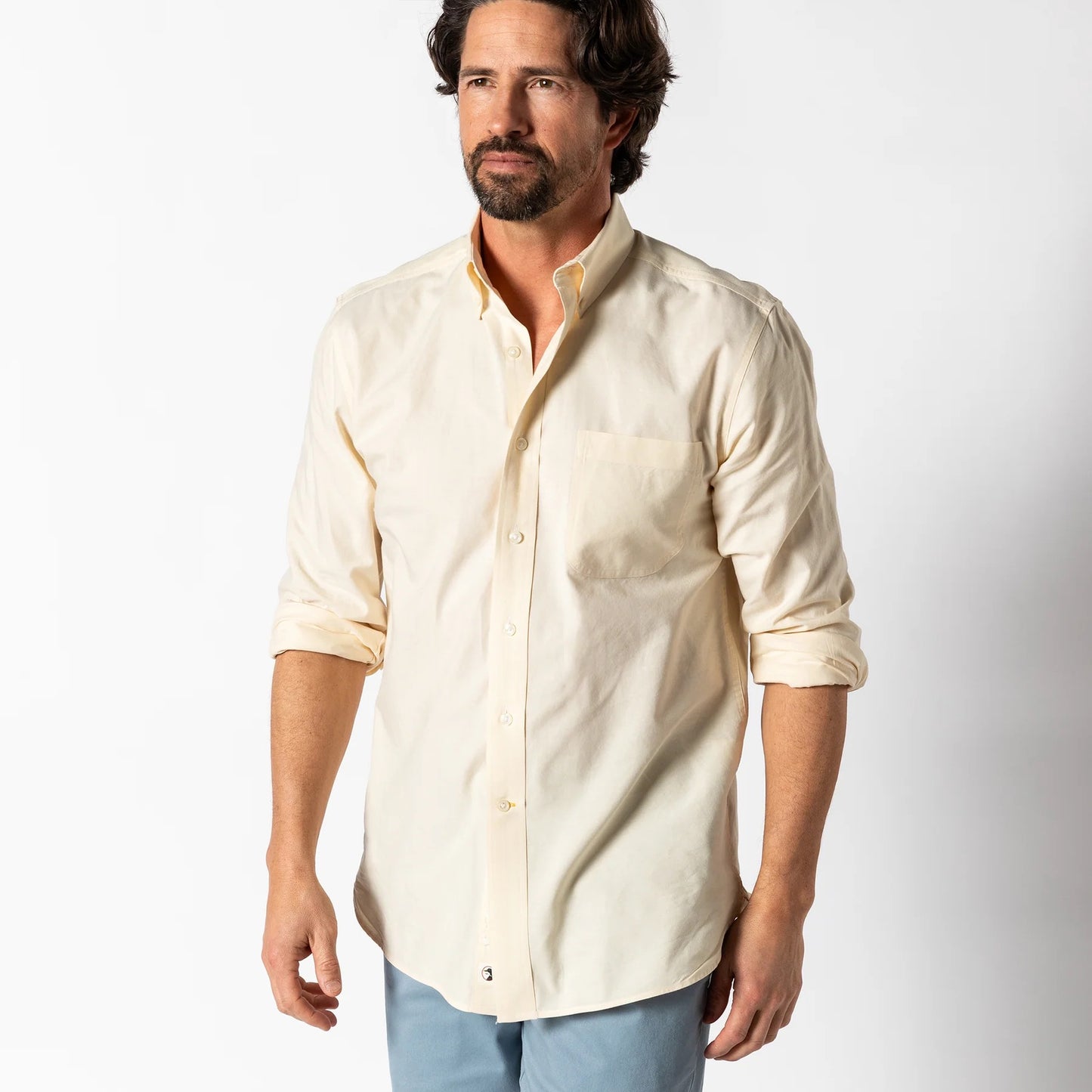 Duck Head Cotton Oxford Sport Shirt Morris Solid Pale Yellow