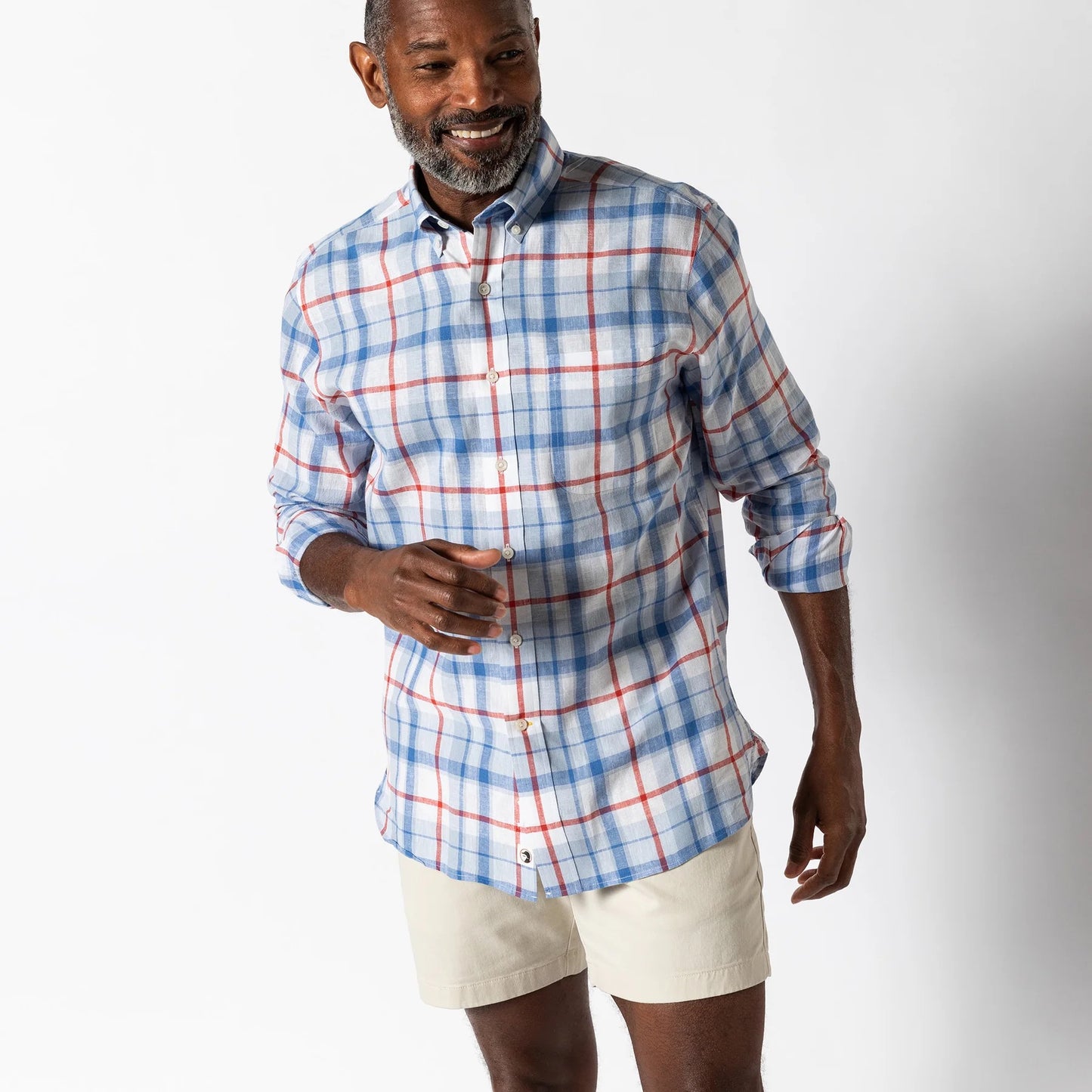 Duck Head Linen Cotton Oxford Sport Shirt Conner Plaid