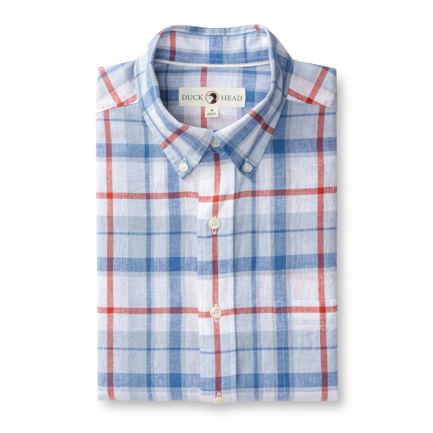 duck head dress shirts Duck Head Cotton Twill Sport Shirt- Baley Plaid Maritime Blue XL