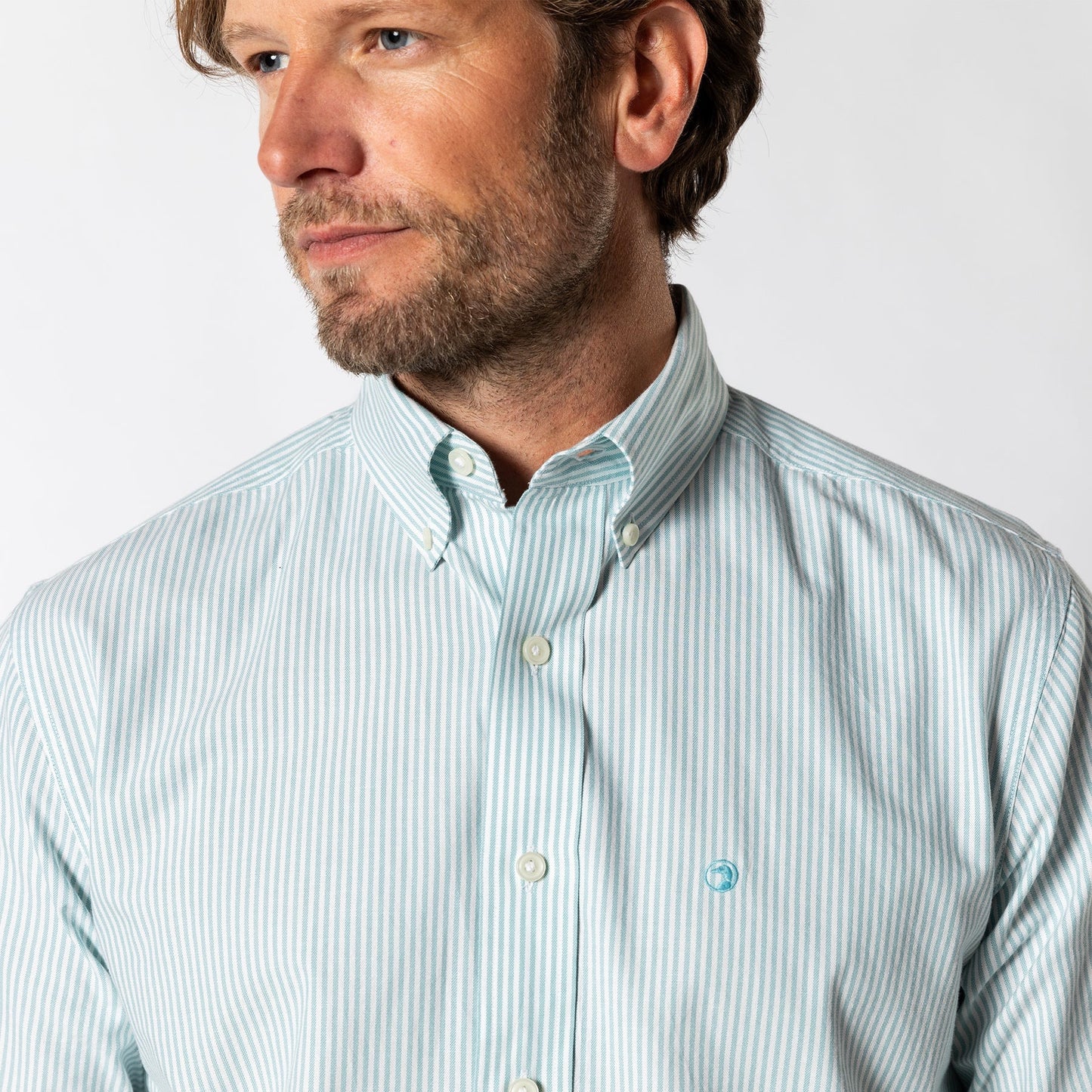 Duck Head Cotton Oxford Sport Shirt Collins Stripe Marine Blue