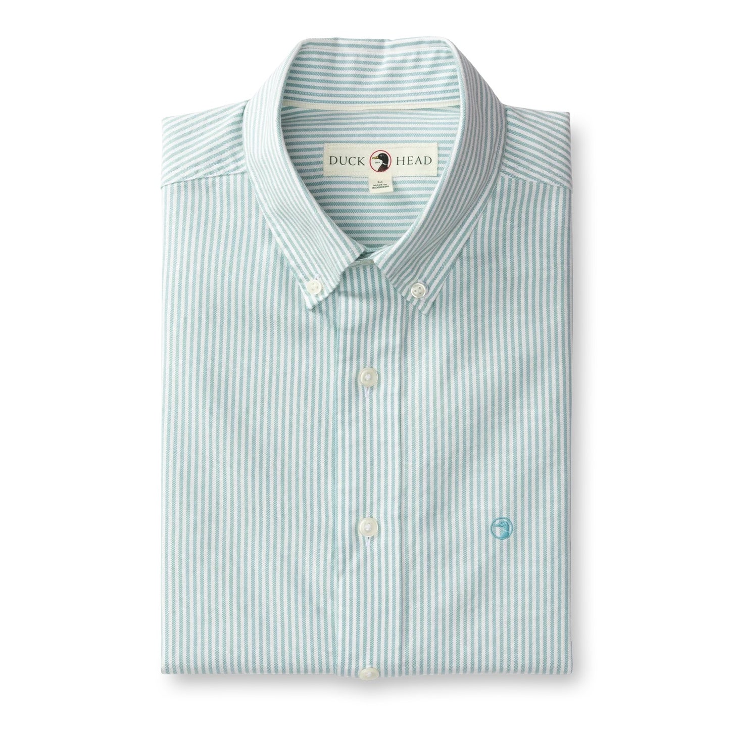 Duck Head Cotton Oxford Sport Shirt Collins Stripe Marine Blue