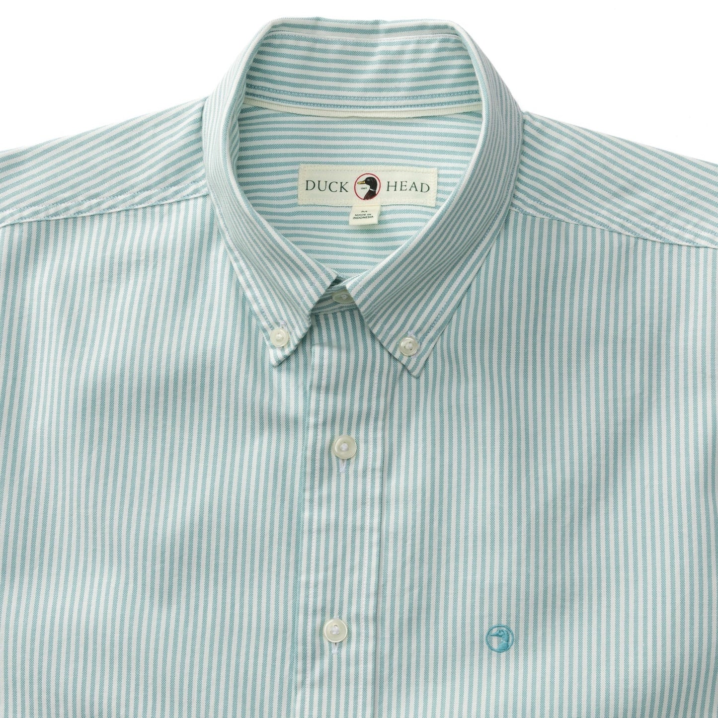 Duck Head Cotton Oxford Sport Shirt Collins Stripe Marine Blue