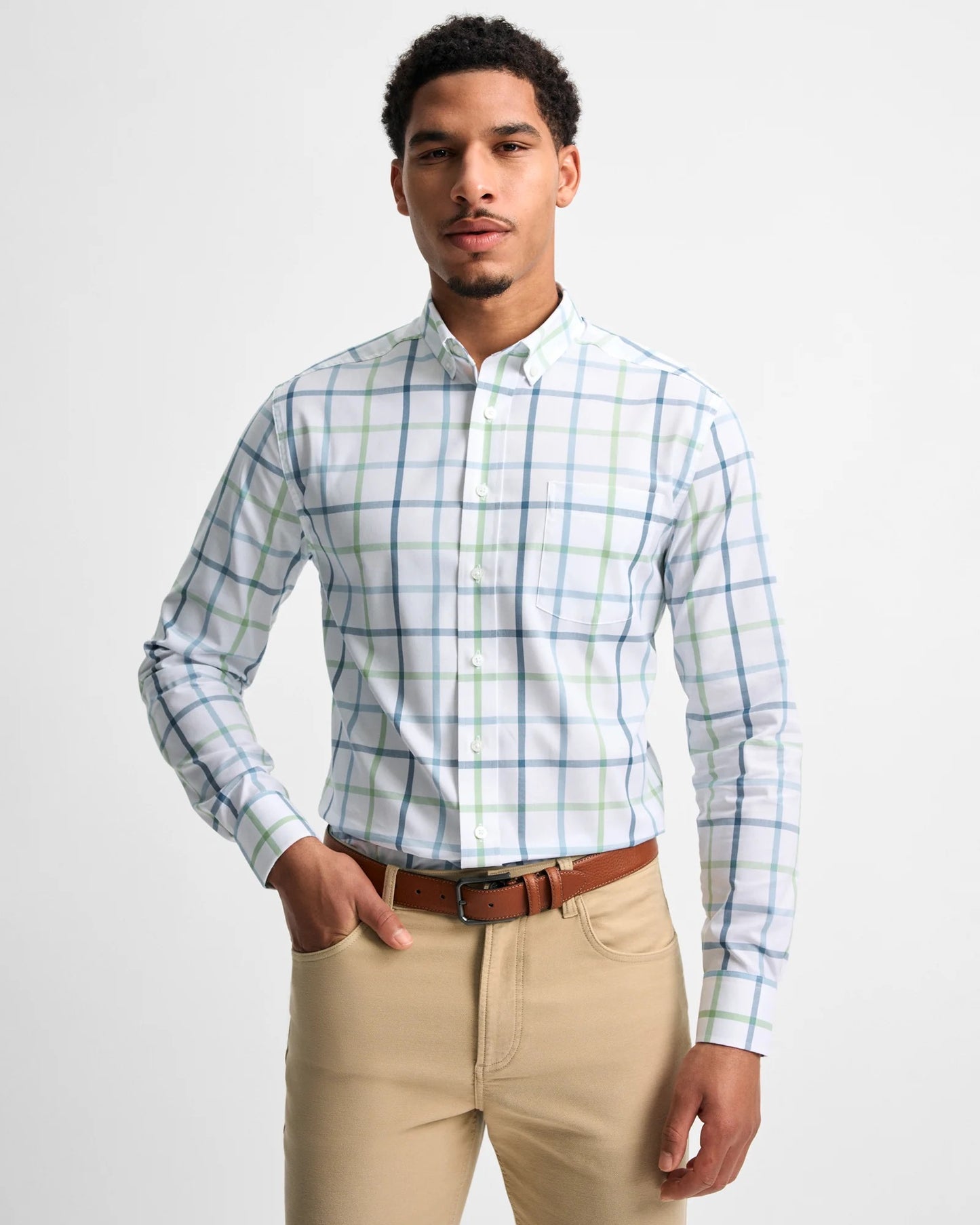 GenTeal Windowpane Cotton Sport Shirt- Placid Windowpane