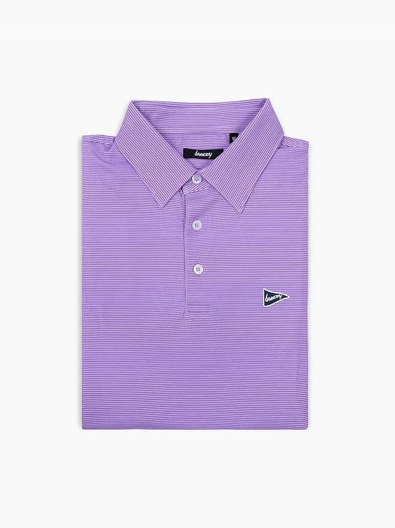 Breezy Performance Polo- Dark Purple/Lavender Stripe