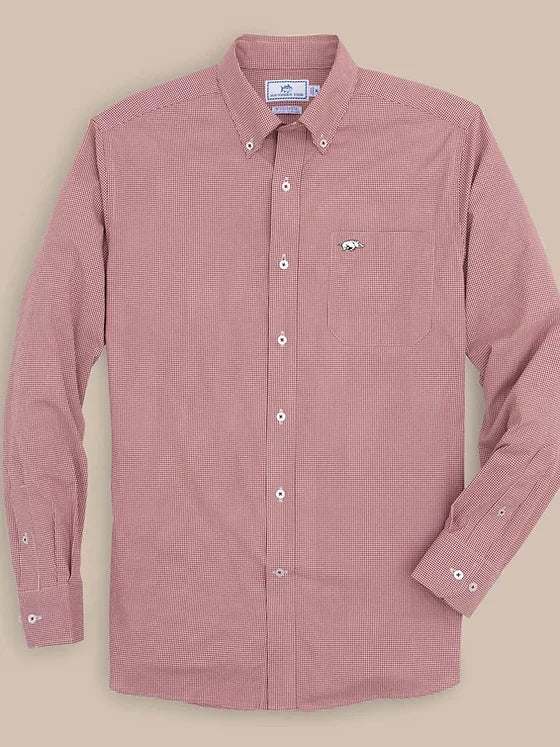 Southern Tide Arkansas Razorbacks Gingham Button Down Shirt