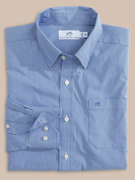 Southern Tide Charleston Parkwood Micro-Gingham Long Sleeve Sport Shirt