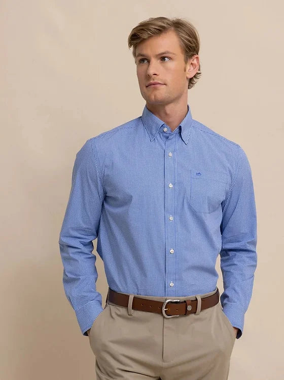 Southern Tide Charleston Parkwood Micro-Gingham Long Sleeve Sport Shirt