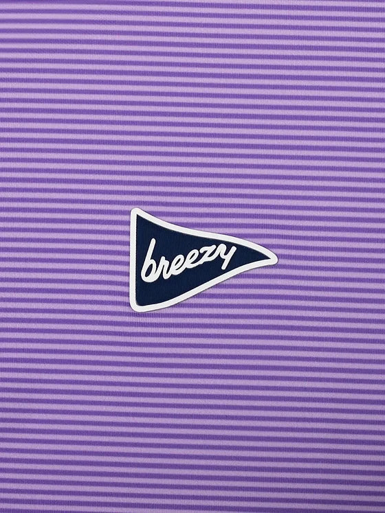 Breezy Performance Polo- Dark Purple/Lavender Stripe