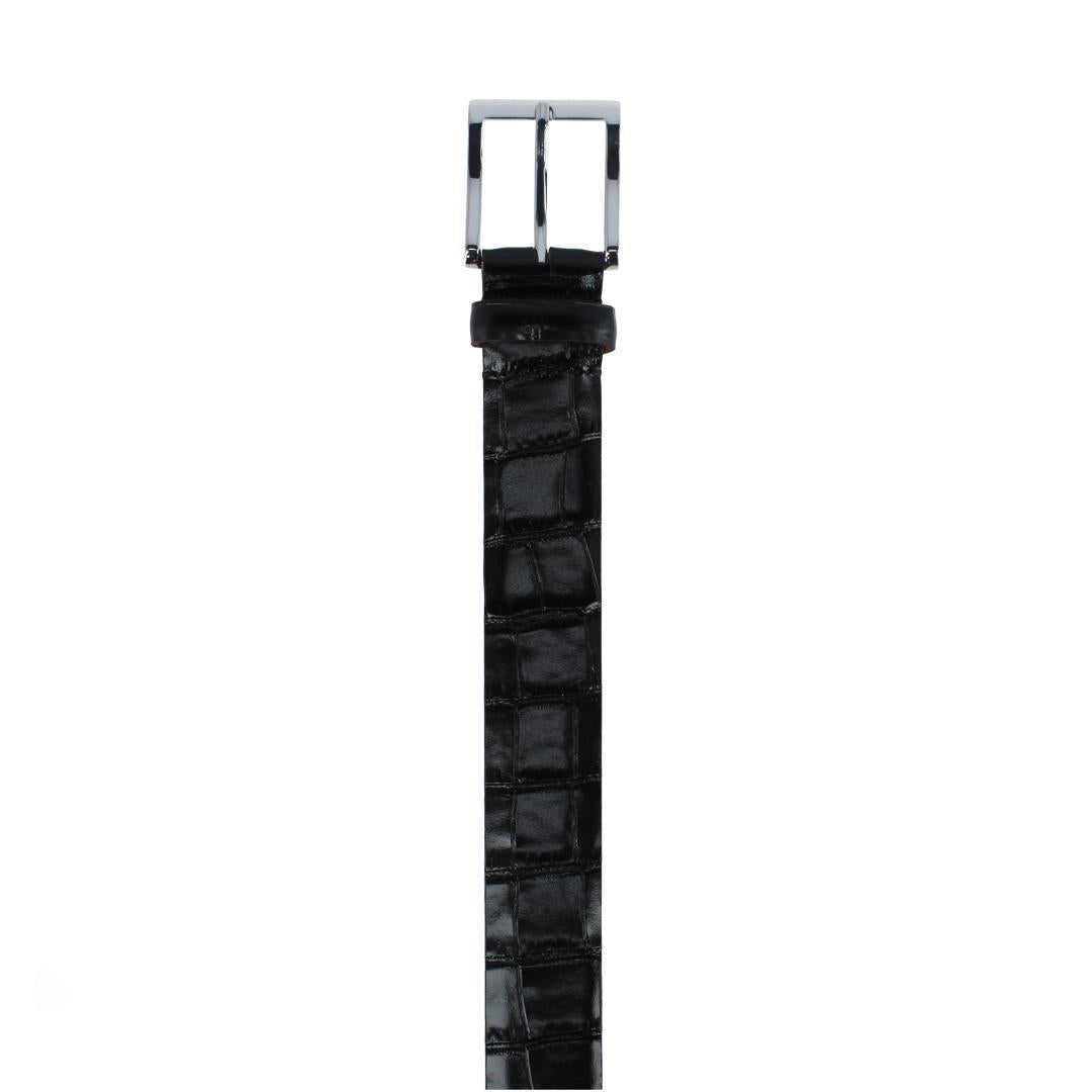Elias Embossed Gator 35mm Leather Belt - Black