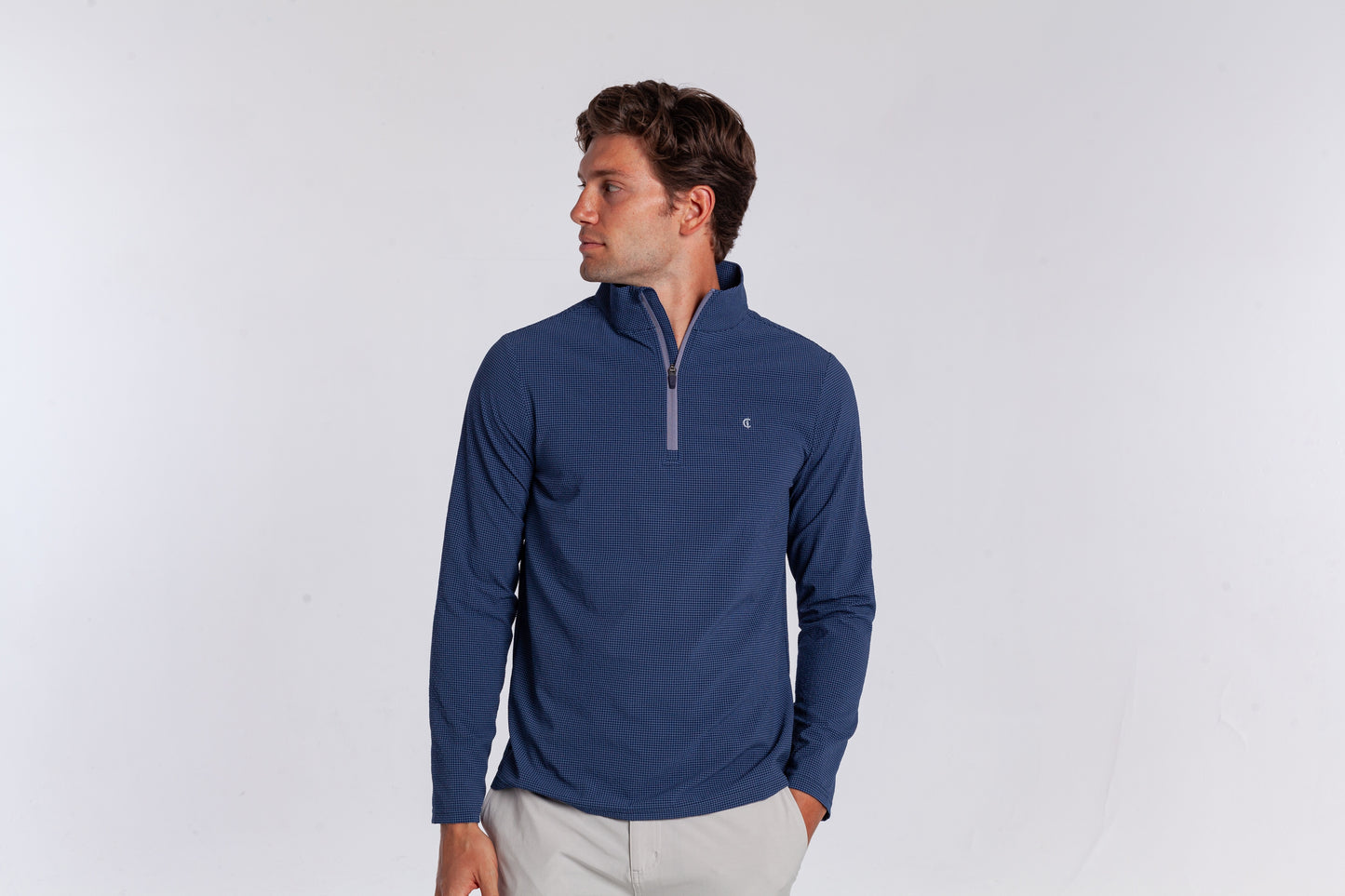 Criquet Seersucker Performance Pullover - Navy
