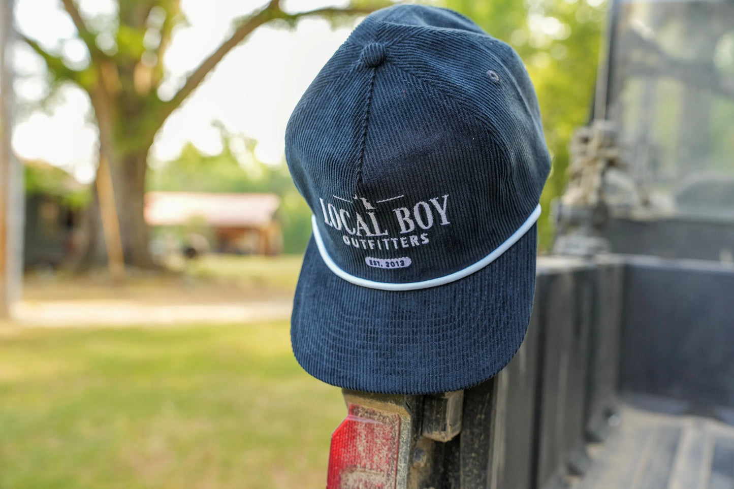 Local Boy Lucky Text Corduroy Hat (Navy)