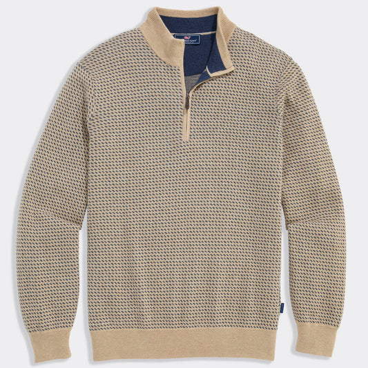 Vineyard Vines Boathouse Birdseye Quarter-Zip (Oatmeal Heather)