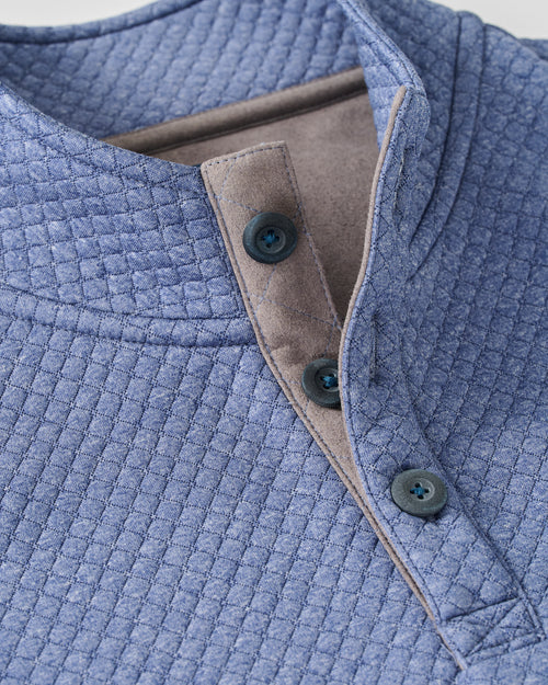 Johnnie-O Rockwells Diamond-Quilted Henley Pullover (Laguna Blue)