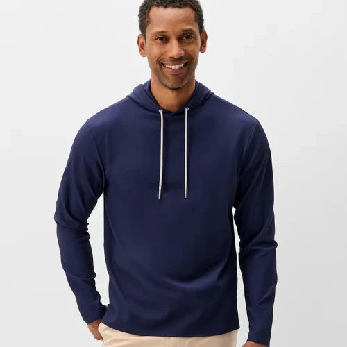 Johnnie-O Hoppin Ribbed Knit Performance Hoodie (Navy)
