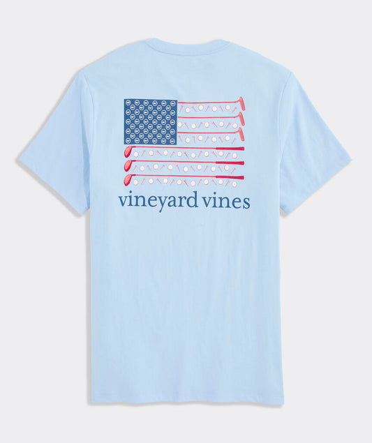 Vineyard Vines Golf Clubs Flag Short-Sleeve Pocket Tee (Jake Blue)