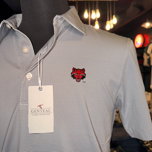 GenTeal Club Pinstripe A-State Mascot Polo (Charcoal)