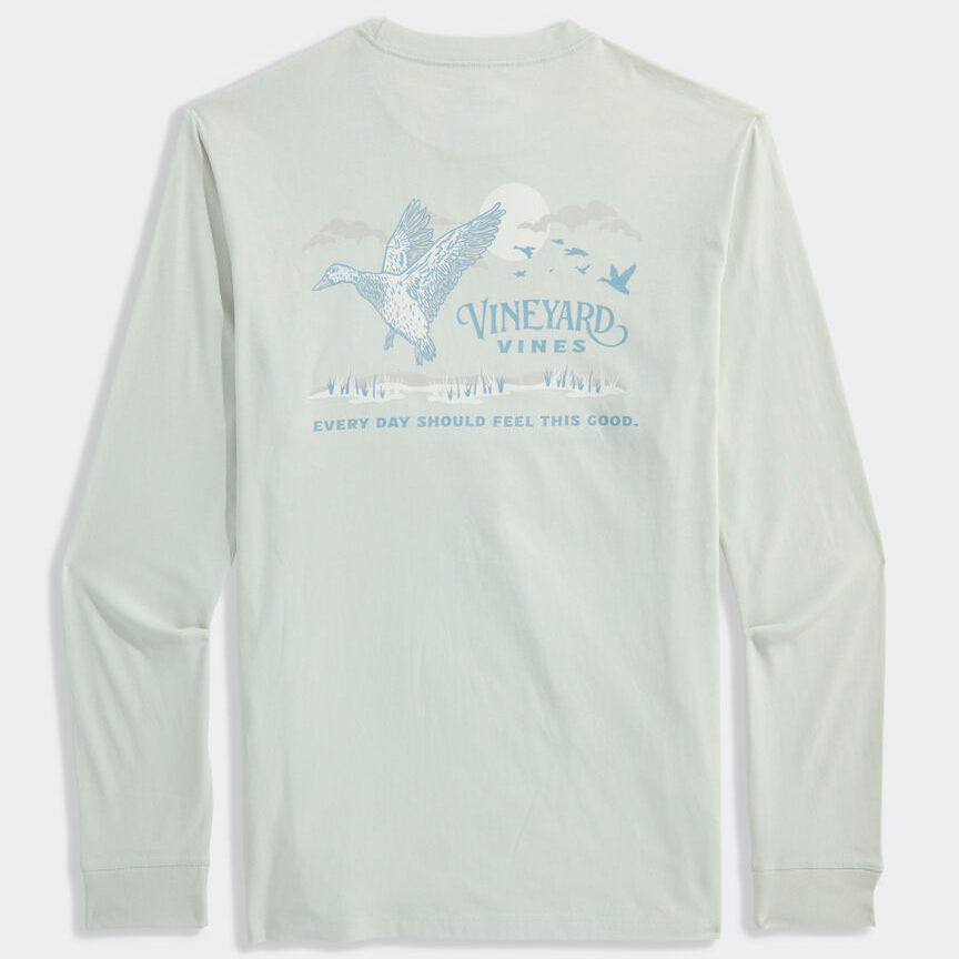 Vineyard Vines Duck Over Marsh LS Pocket Tee (Seacliff Blue Hint)