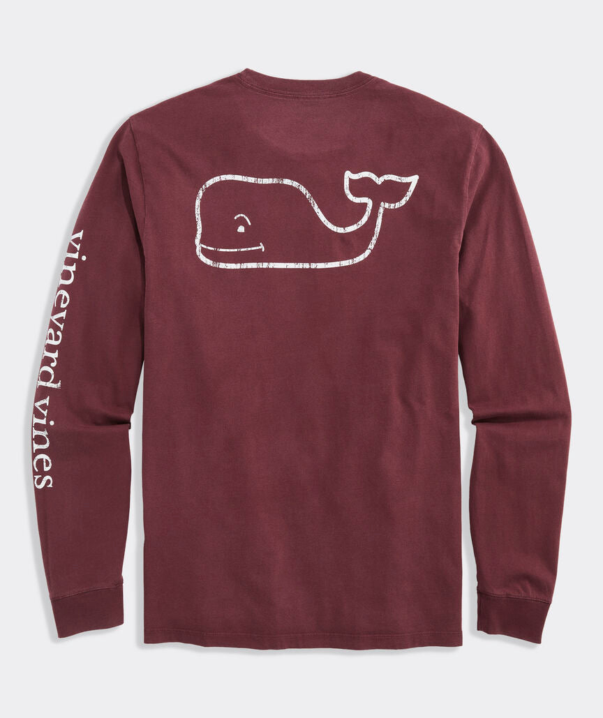 Vineyard Vines Vintage Whale Long-Sleeve Pocket Tee (Coastal Crimson)