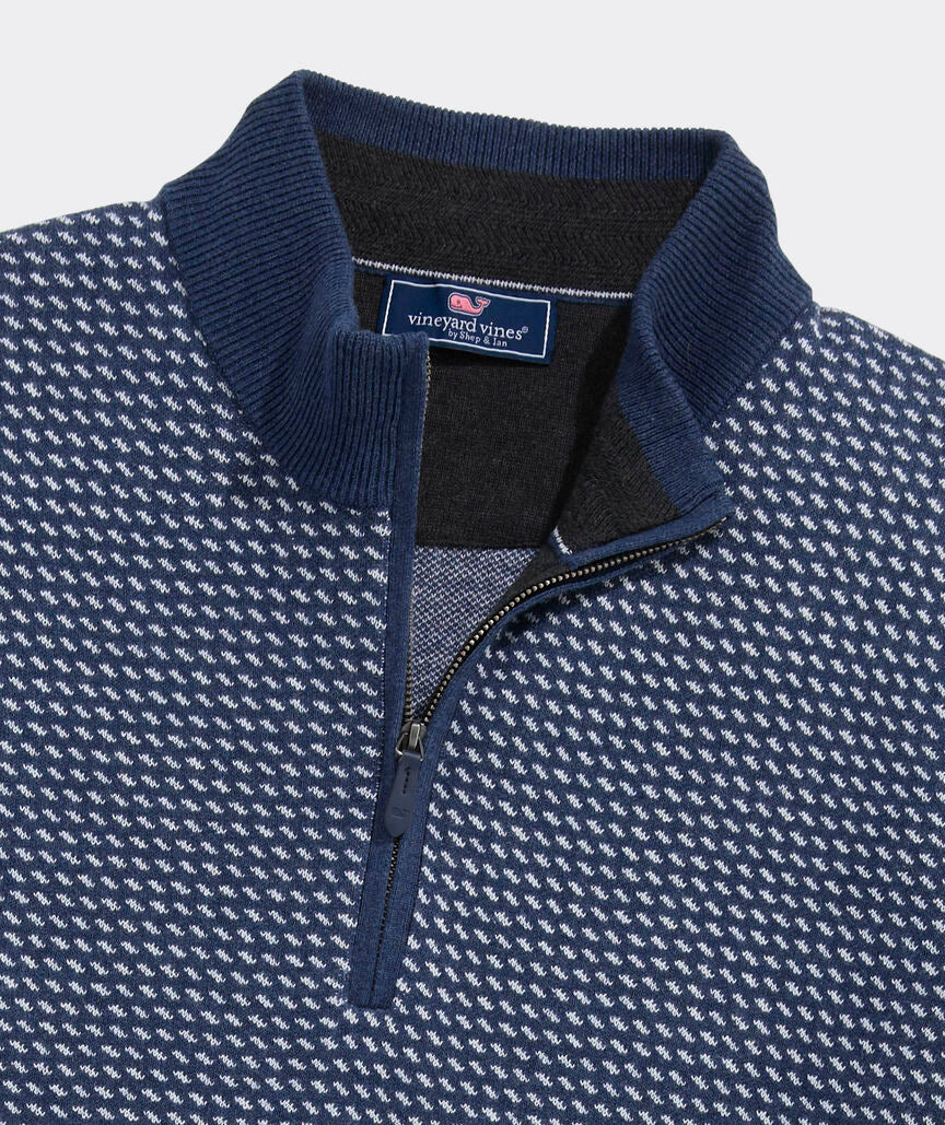 Vineyard Vines Boathouse Birdseye Quarter-Zip (Nautical Navy)