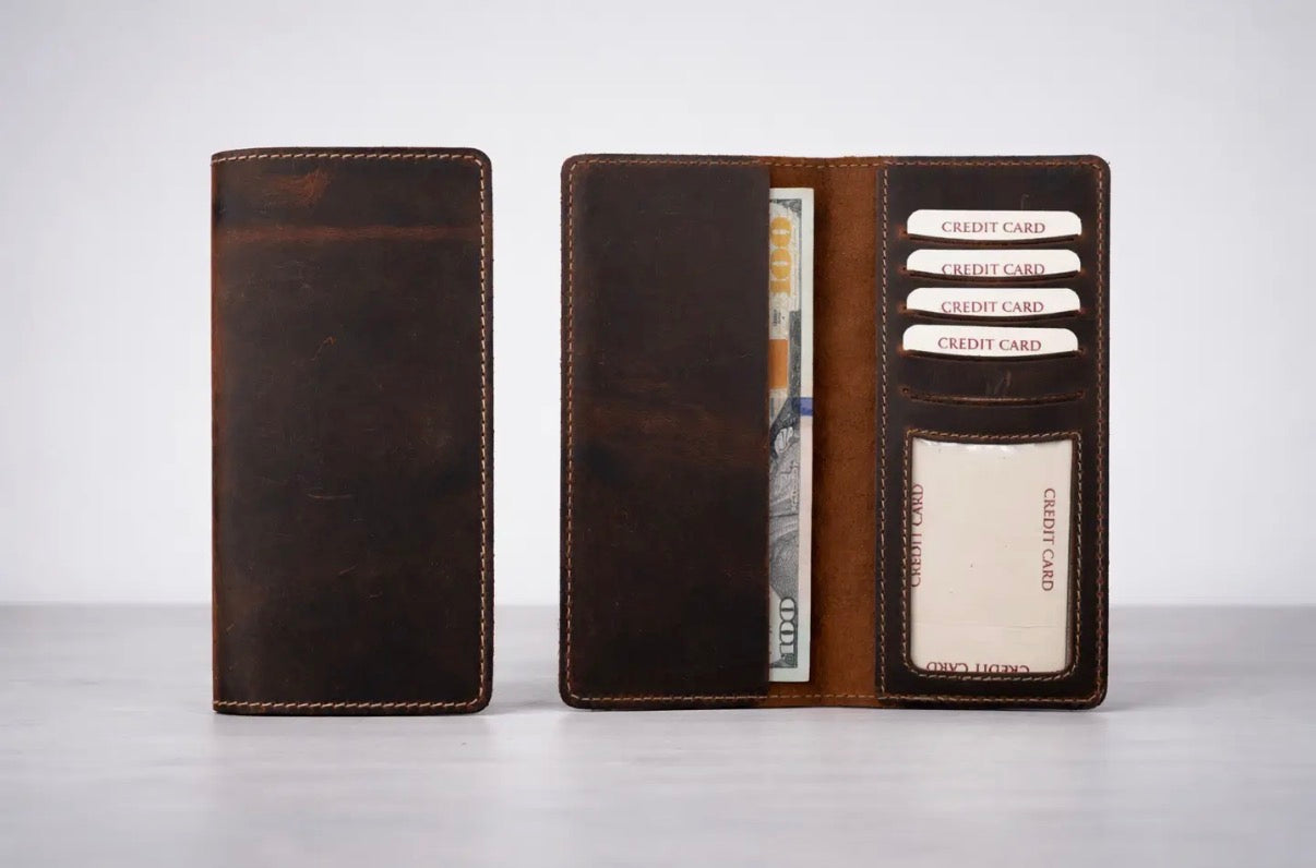 Leather Long Wallet (Dark Brown)