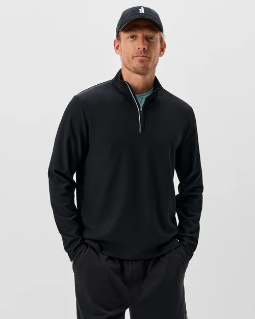 Johnnie-O Hoppin Ribbed Knit Performance Pullover (Black)