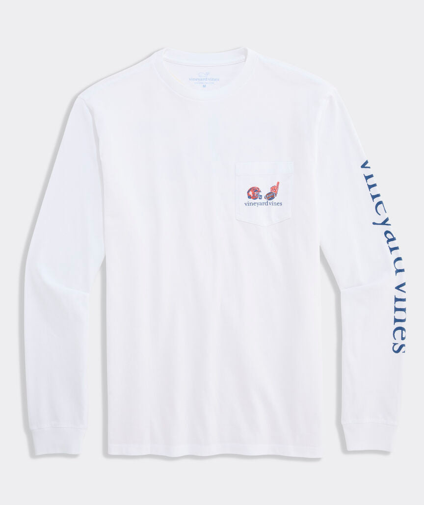 Vineyard Vines Football Field LS Pocket Tee (White cap)