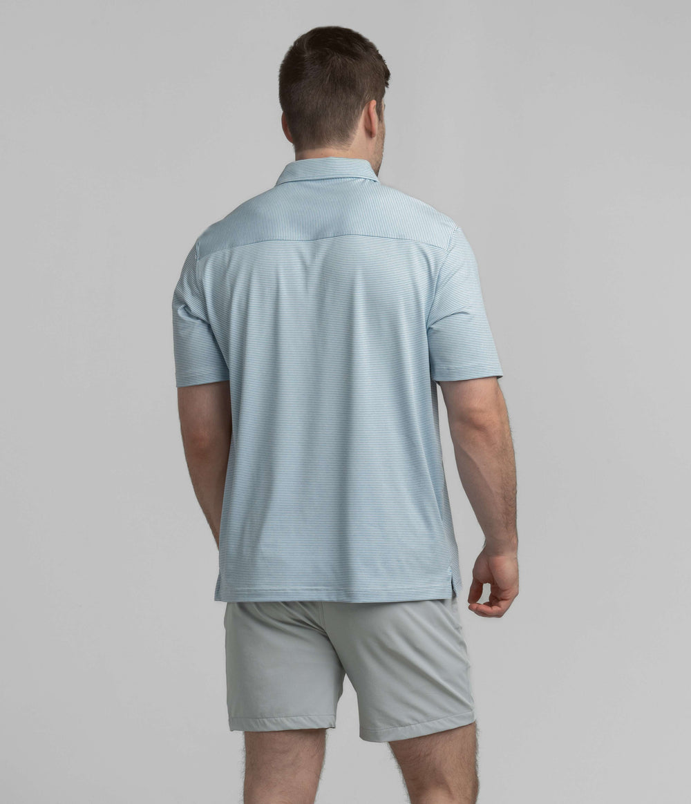 Southern Shirt Heather Madison Stripe Polo- Ocean Breeze