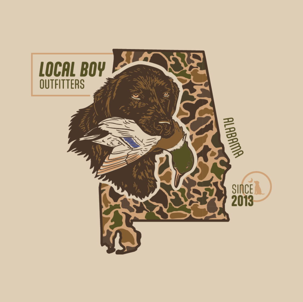 Local Boy Old School Retriever State Tee (AL)- Latte