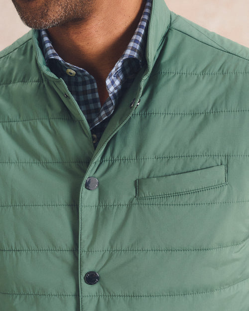 Johnnie-O Bauer Snap Front Quilted Vest (Kelp)