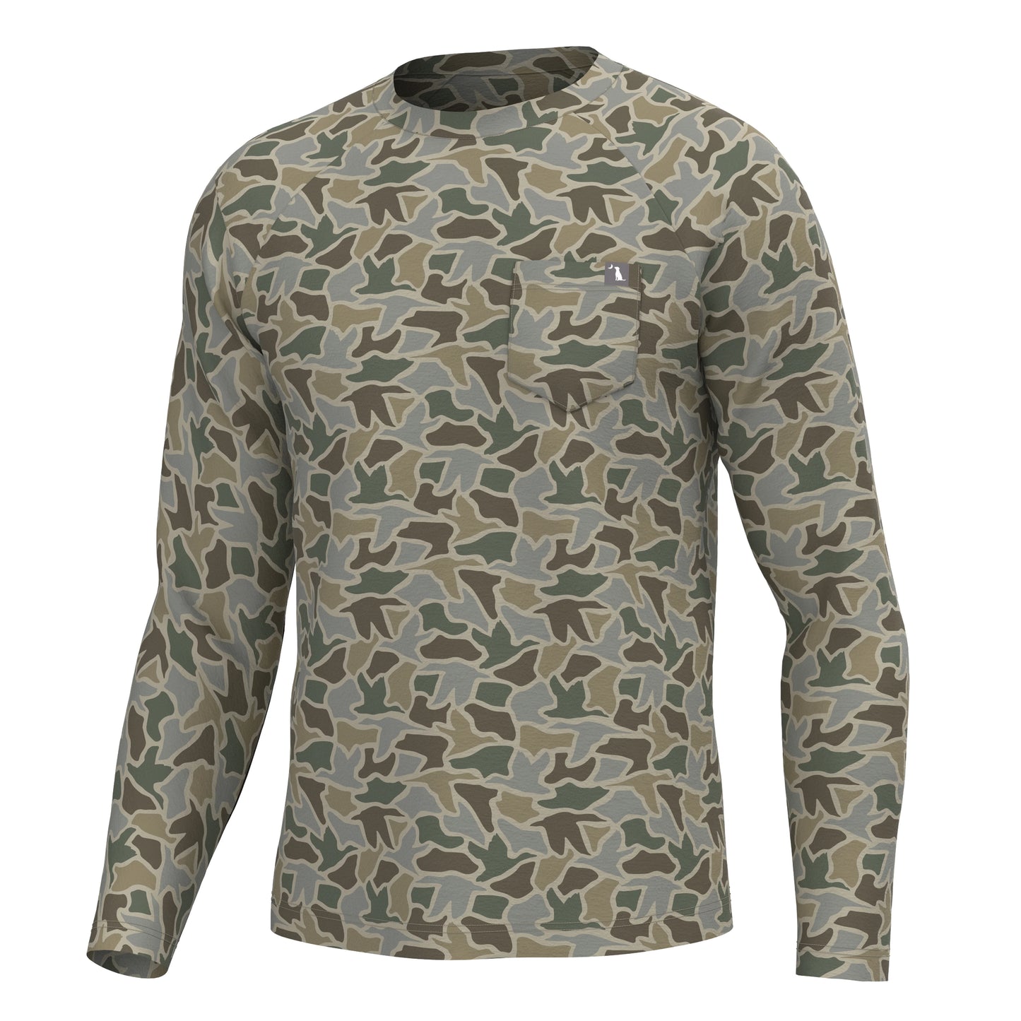 Local Boy L/S Heather-Blend Crew (Sand Duck Camo)
