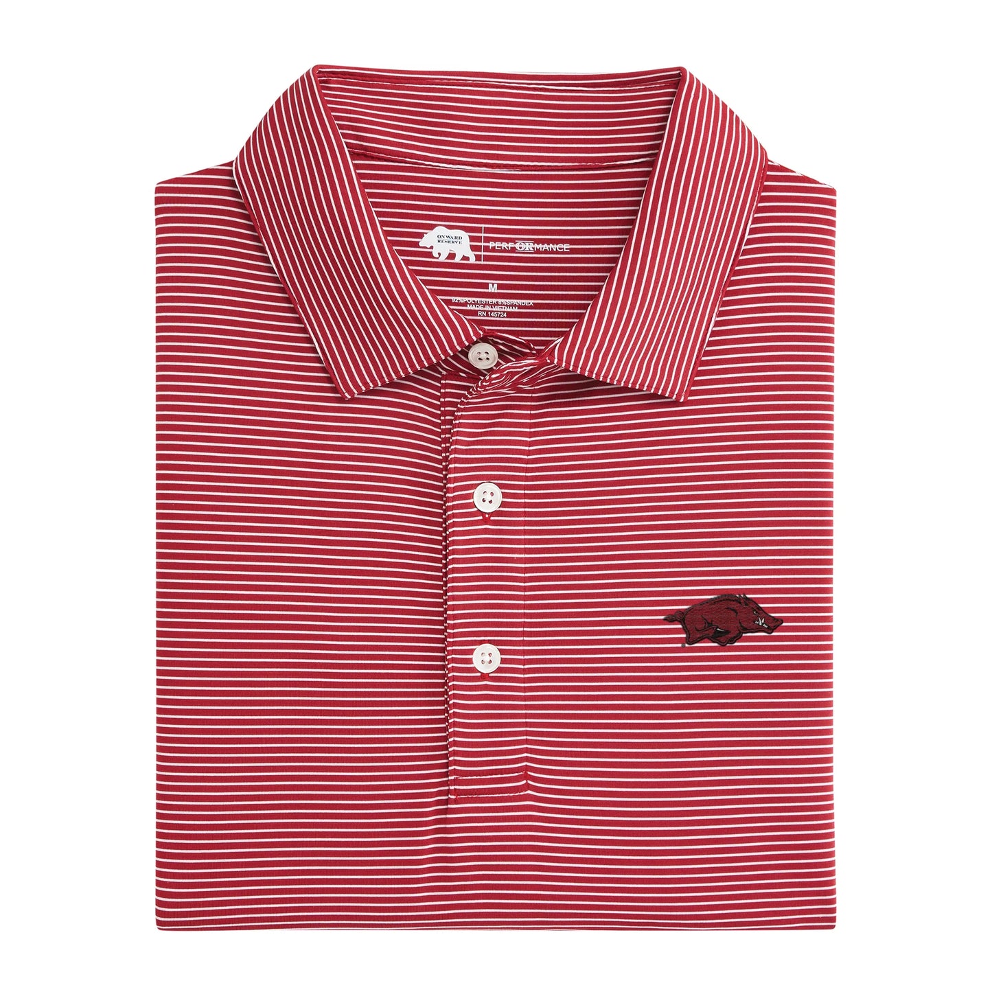Onward Reserve Birdie Stripe Arkansas Performance Polo