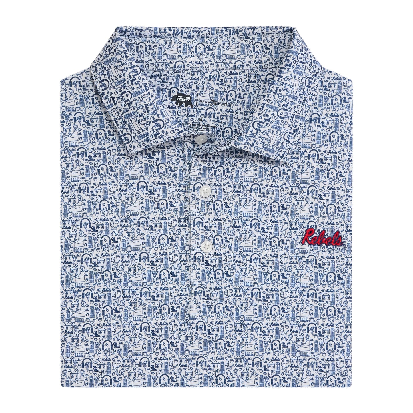 Onward Reserve Ole Miss Icon Printed Performance Polo (White)
