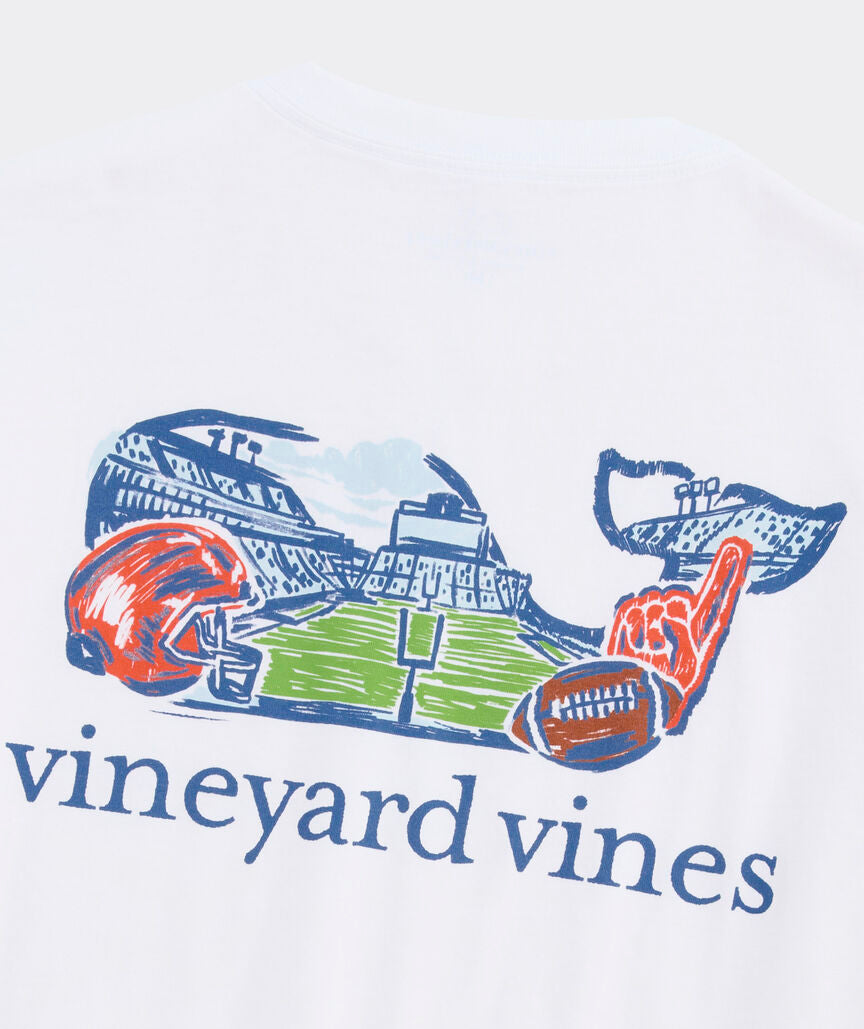 Vineyard Vines Football Field LS Pocket Tee (White cap)